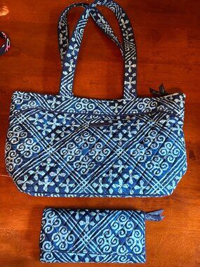 Vera Bradley Cuban Tiles Shoulder Bag with Matching Wallet